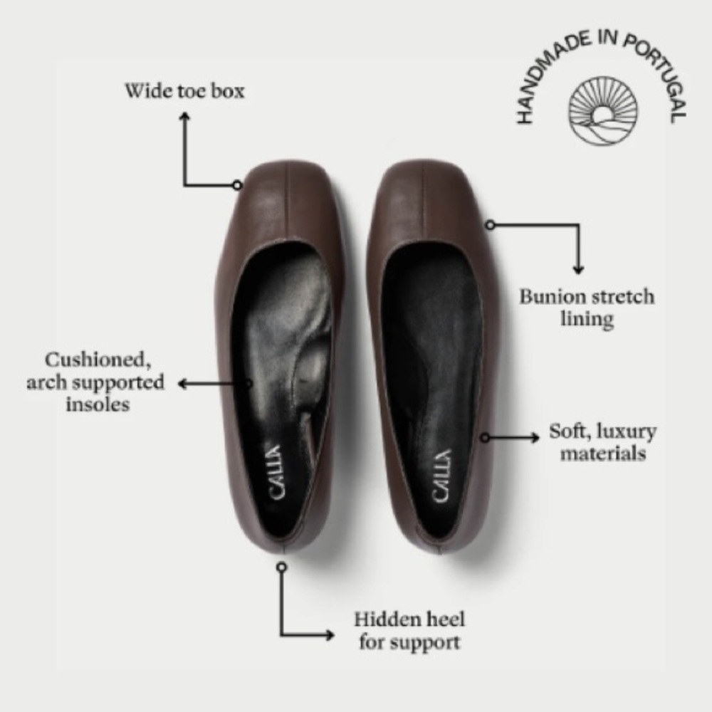 Women’s Brown Leather Square-Toe Flats